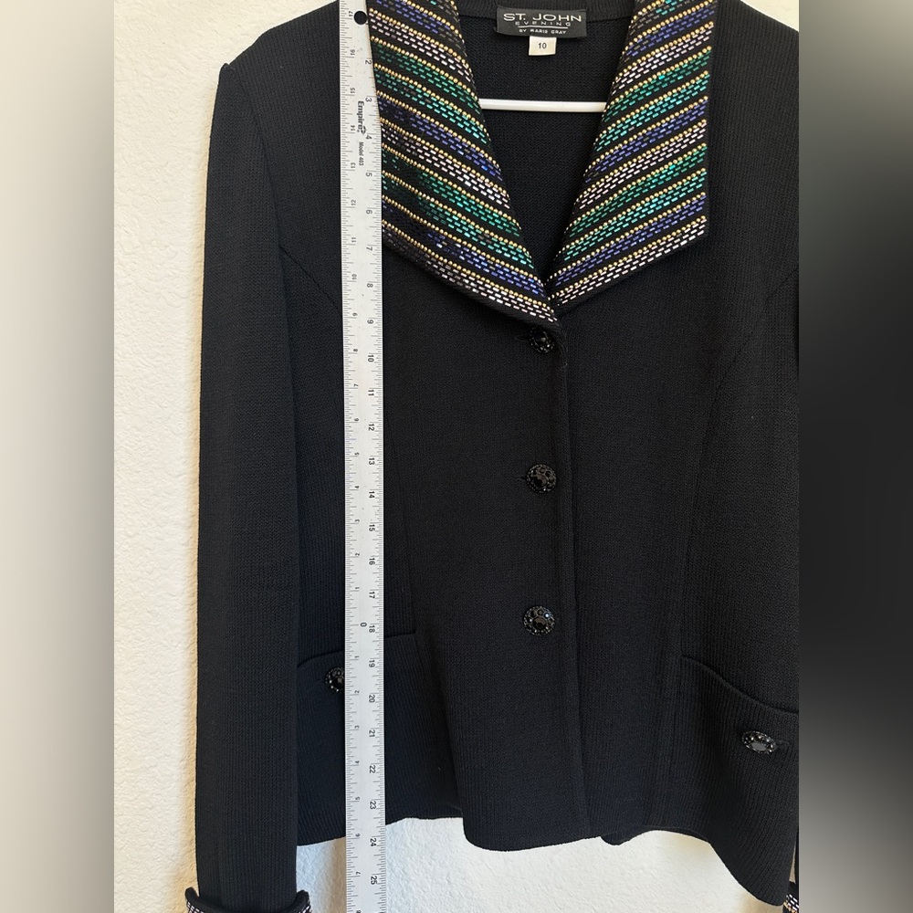 St John Evening Santana Knit jacket with silver Beading size 10 - Picture 11 of 12